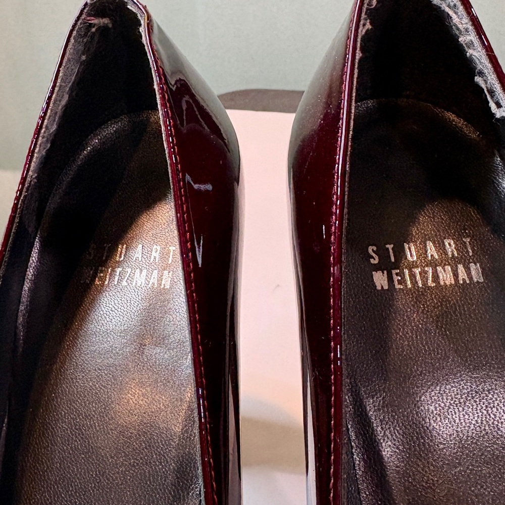 Stuart Weitzman Burgundy Patent Leather Platform Pumps - Picture 3 of 11
